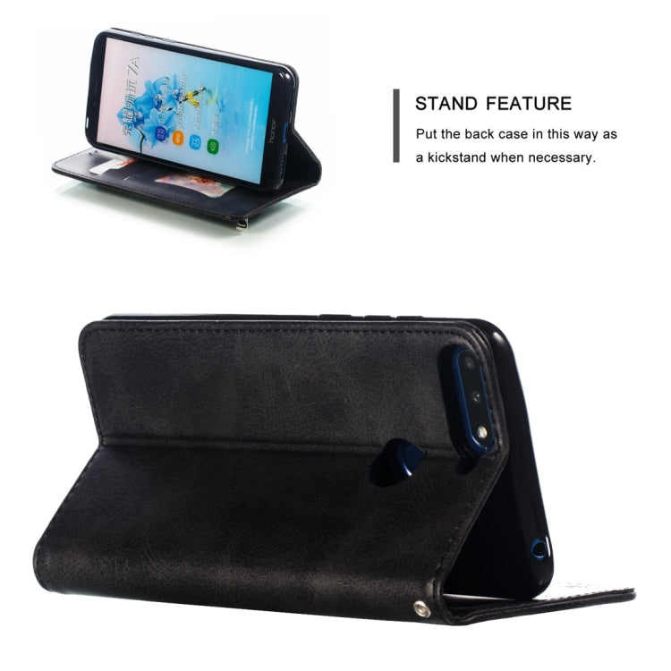 Calf Texture Zipper Magnetic Horizontal Flip Leather Case for Huawei Y6 (2018), with Wallet & Holder & Card Slots