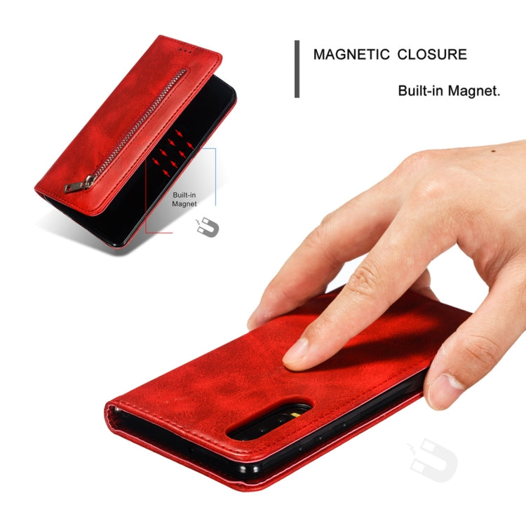 Calf Texture Zipper Magnetic Horizontal Flip Leather Case for Huawei P30, with Wallet & Holder & Card Slots