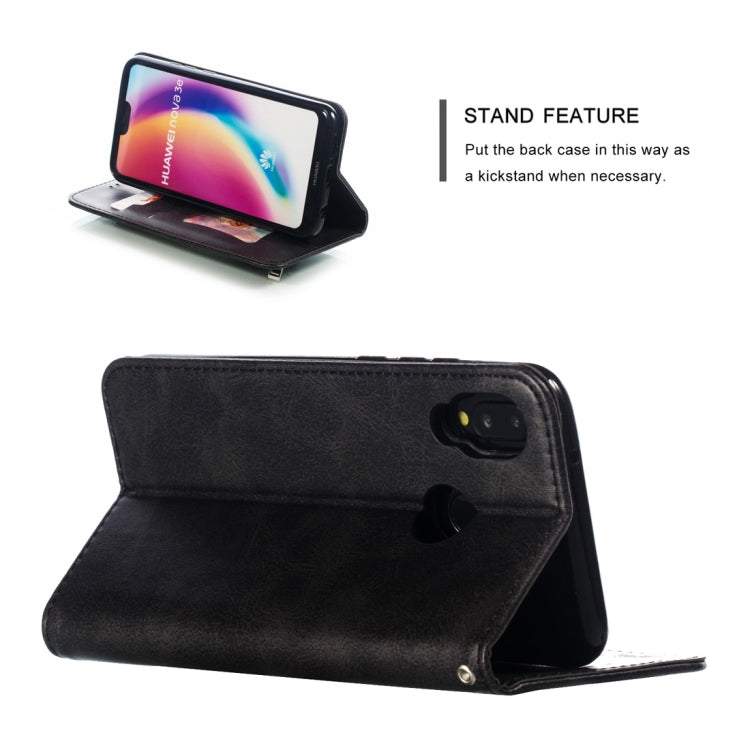 Calf Texture Zipper Magnetic Horizontal Flip Leather Case for Huawei P20 Lite, with Wallet & Holder & Card Slots