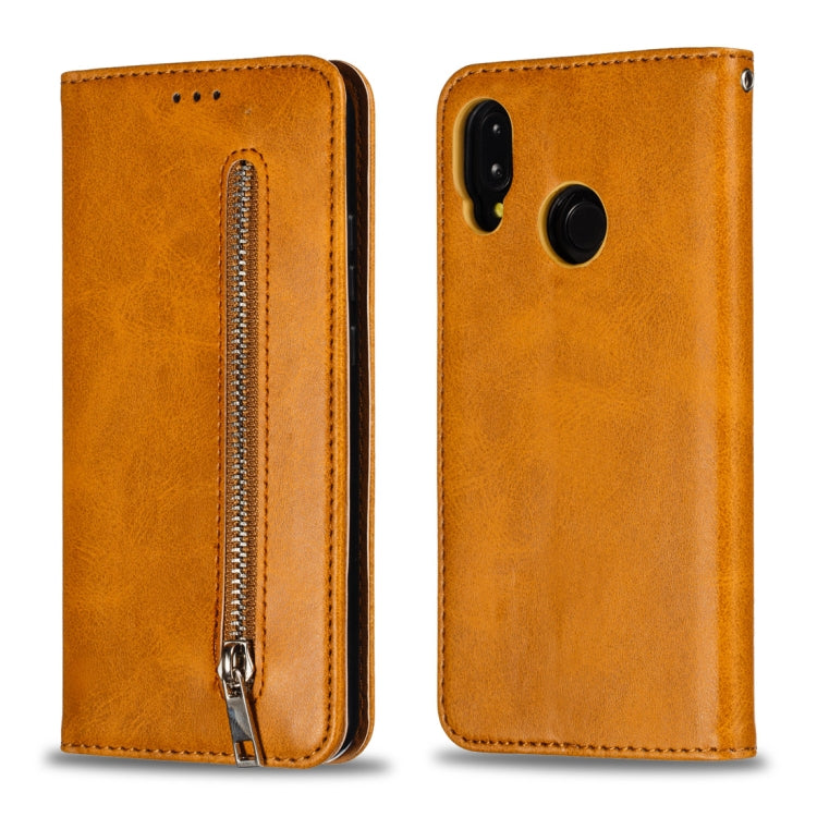 Calf Texture Zipper Magnetic Horizontal Flip Leather Case for Huawei P20 Lite, with Wallet & Holder & Card Slots