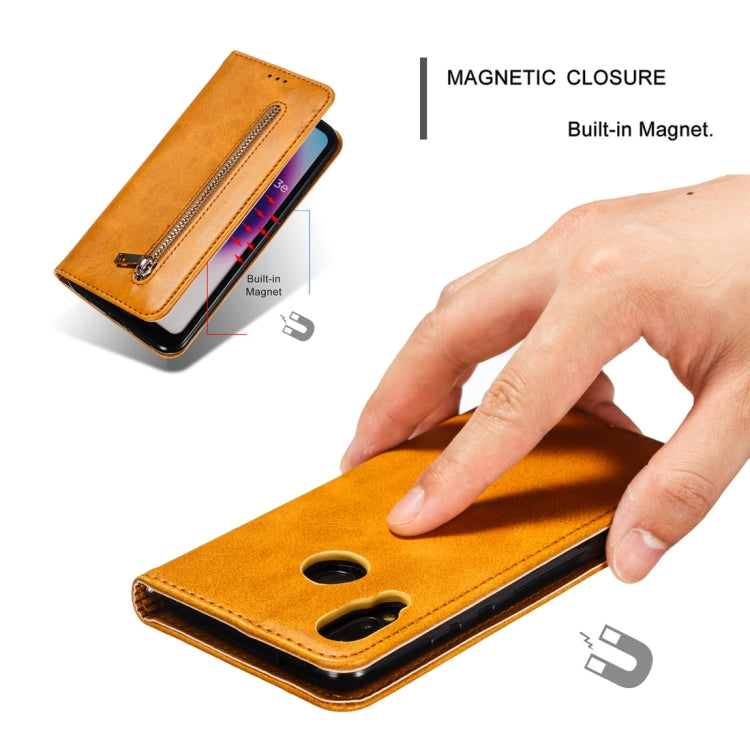 Calf Texture Zipper Magnetic Horizontal Flip Leather Case for Huawei P20 Lite, with Wallet & Holder & Card Slots
