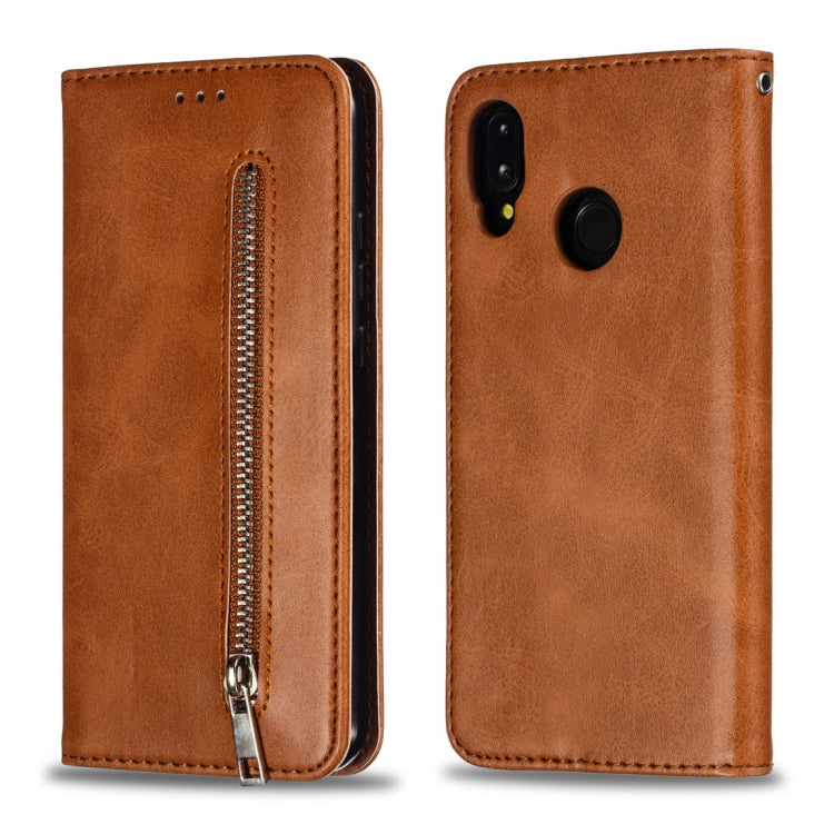 Calf Texture Zipper Magnetic Horizontal Flip Leather Case for Huawei P20 Lite, with Wallet & Holder & Card Slots