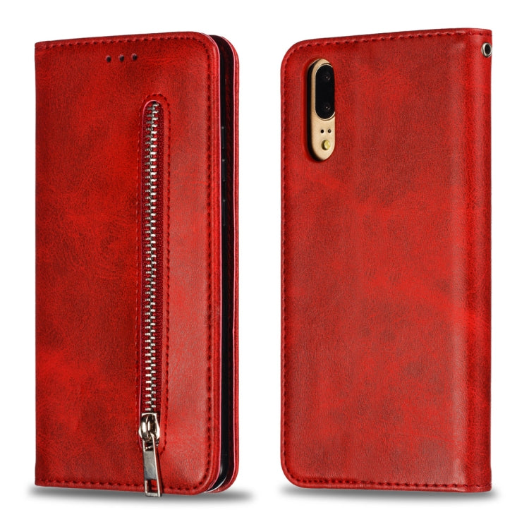 Calf Texture Zipper Magnetic Horizontal Flip Leather Case for Huawei P20, with Wallet & Holder & Card Slots