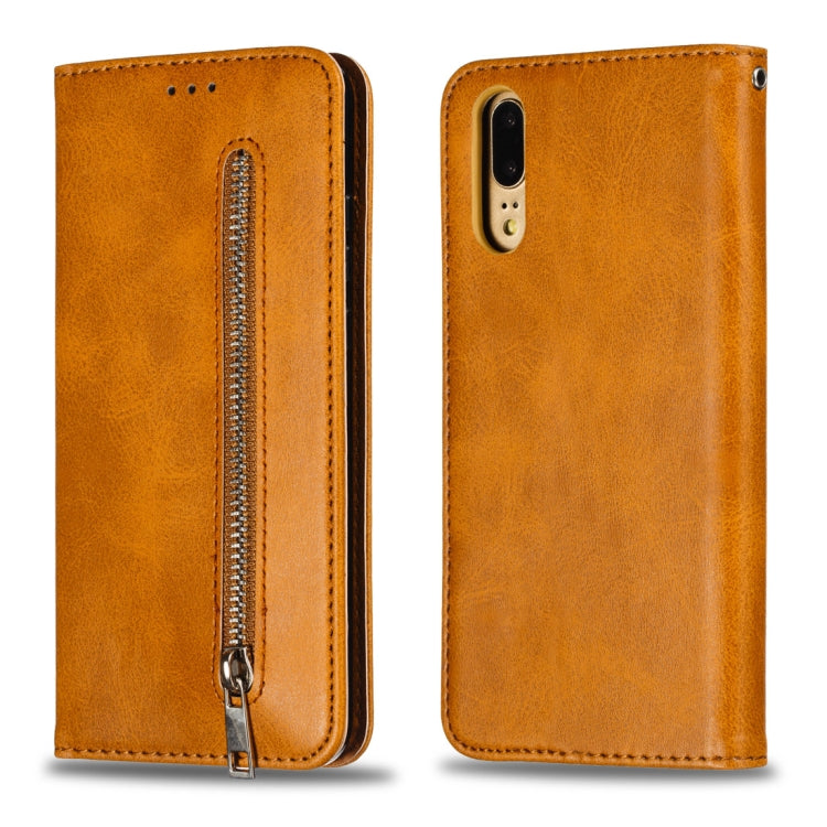 Calf Texture Zipper Magnetic Horizontal Flip Leather Case for Huawei P20, with Wallet & Holder & Card Slots