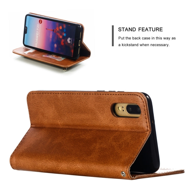 Calf Texture Zipper Magnetic Horizontal Flip Leather Case for Huawei P20, with Wallet & Holder & Card Slots