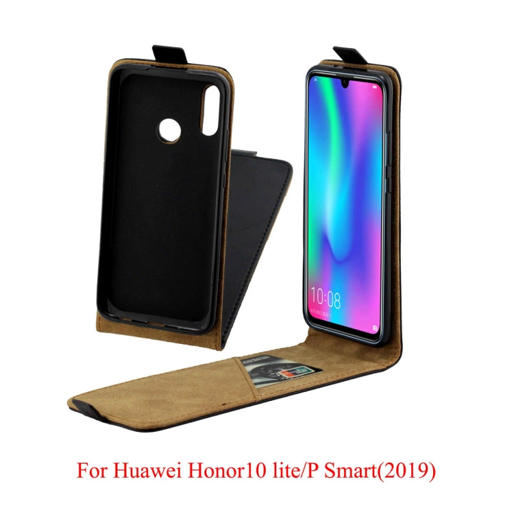 Business Style Vertical Flip TPU Leather Case for Huawei Honor 10 Lite, with Card Slot (Black)