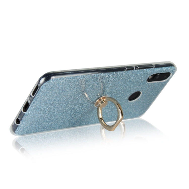 Glittery Powder Shockproof TPU Case for Huawei Nova 3i, with 360 Degree Rotation Ring Holder