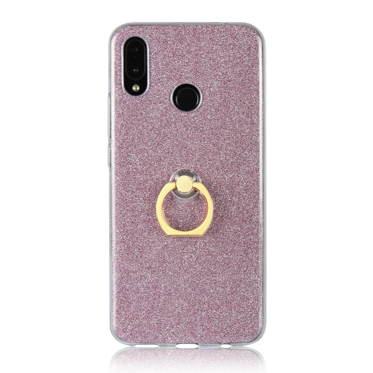 Glittery Powder Shockproof TPU Case for Huawei Nova 3i, with 360 Degree Rotation Ring Holder