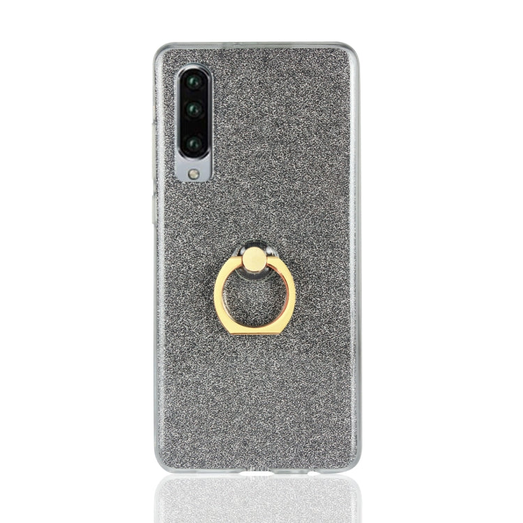 Glittery Powder Shockproof TPU Case for Huawei P30, with 360 Degree Rotation Ring Holder