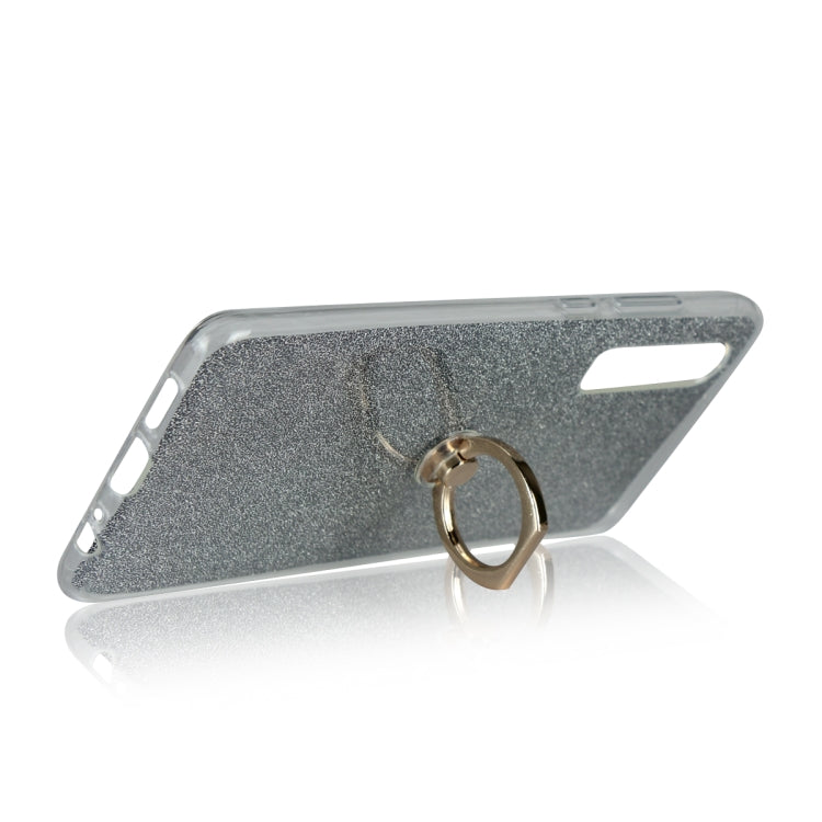 Glittery Powder Shockproof TPU Case for Huawei P30, with 360 Degree Rotation Ring Holder