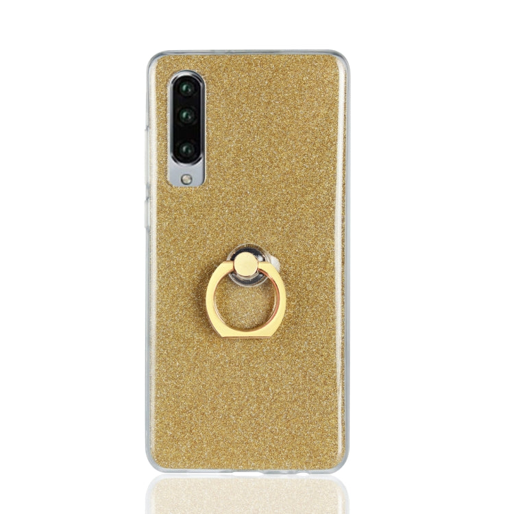 Glittery Powder Shockproof TPU Case for Huawei P30, with 360 Degree Rotation Ring Holder