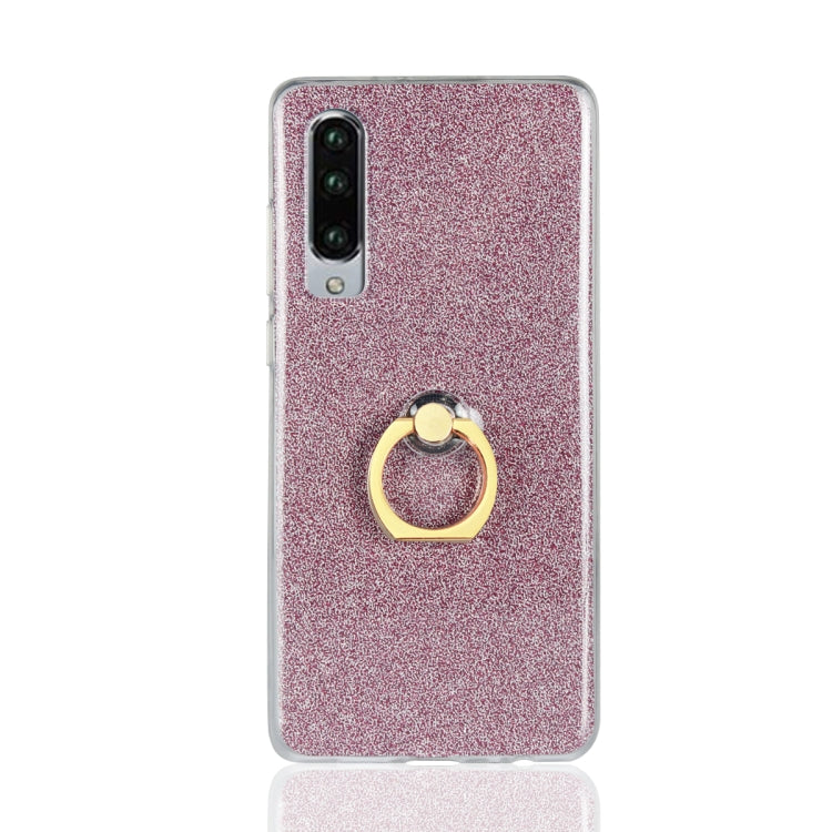 Glittery Powder Shockproof TPU Case for Huawei P30, with 360 Degree Rotation Ring Holder