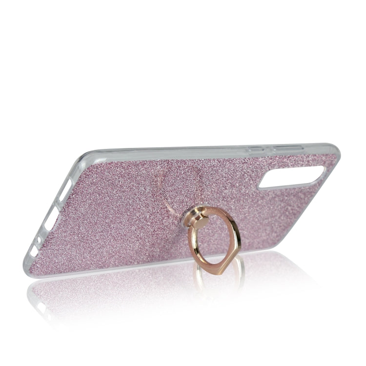 Glittery Powder Shockproof TPU Case for Huawei P30, with 360 Degree Rotation Ring Holder