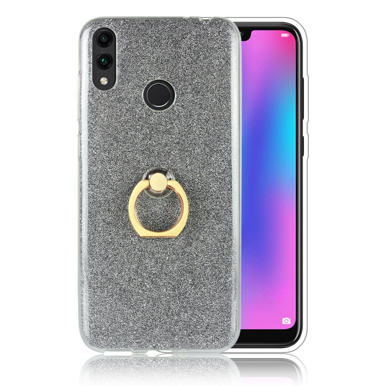 Glittery Powder Shockproof TPU Case for Huawei Honor 8C, with 360 Degree Rotation Ring Holder