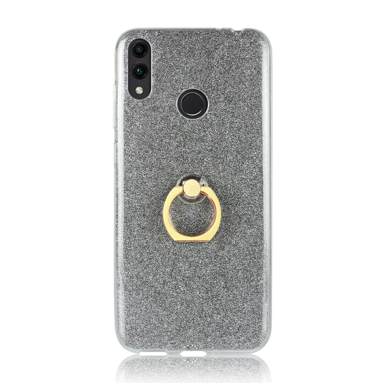 Glittery Powder Shockproof TPU Case for Huawei Honor 8C, with 360 Degree Rotation Ring Holder
