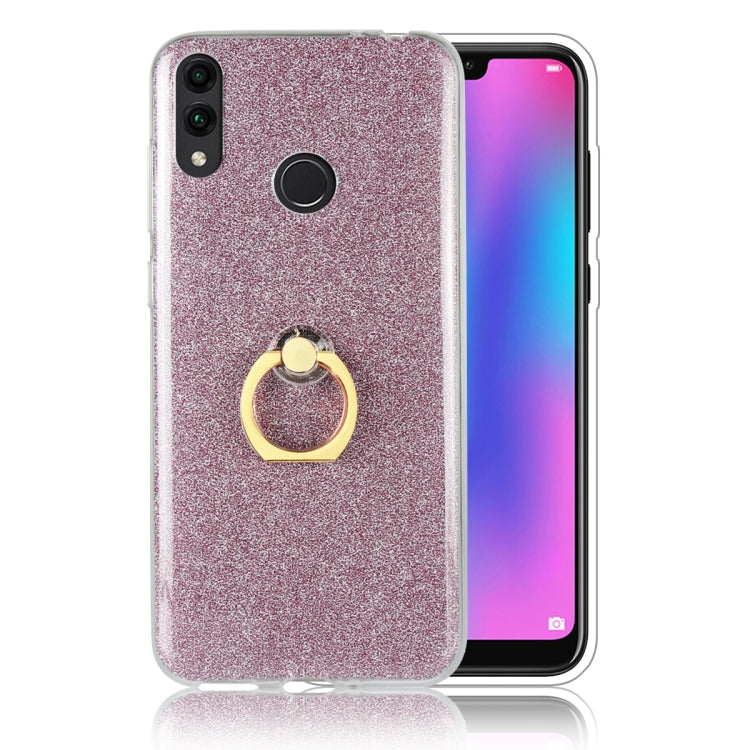 Glittery Powder Shockproof TPU Case for Huawei Honor 8C, with 360 Degree Rotation Ring Holder
