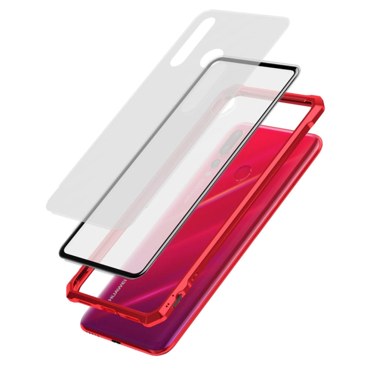 Snap-on Aluminum Frame and Tempered Glass Back Plate Case for Huawei Nova 4