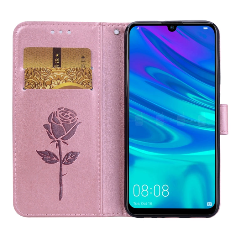 Rose Embossed Horizontal Flip PU Leather Case for Huawei P Smart 2019, with Holder & Card Slots & Wallet