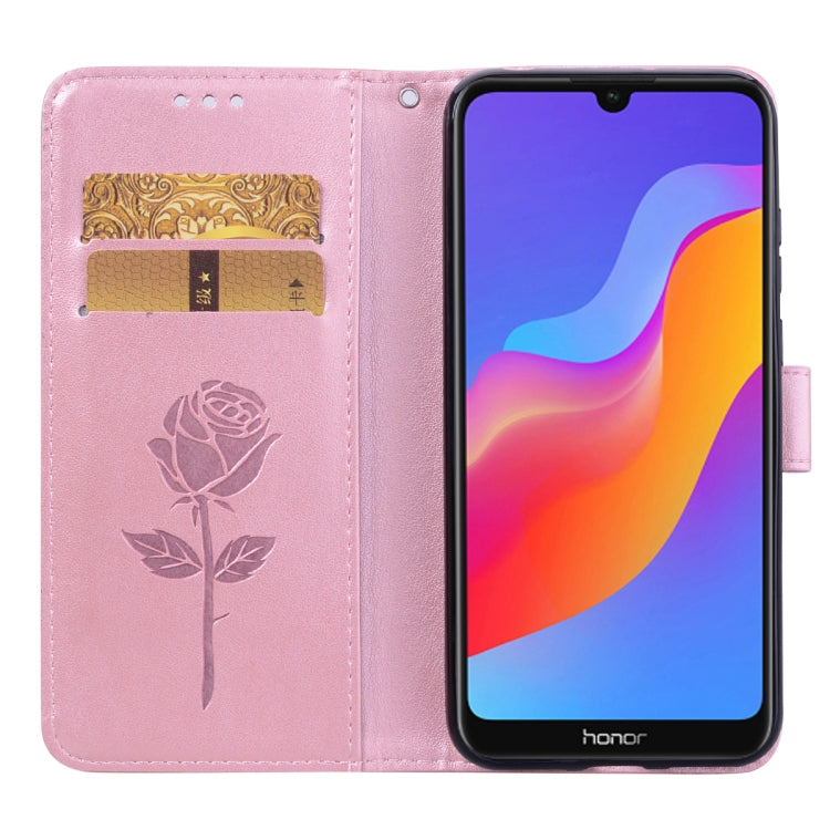 Rose Embossed Horizontal Flip PU Leather Case for Huawei Honor 8A/Y6 2019, with Holder & Card Slots & Wallet