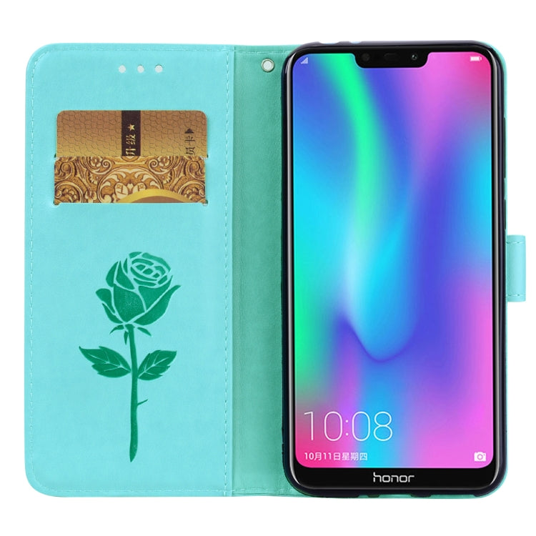 Rose Embossed Horizontal Flip PU Leather Case for Huawei Honor 8C, with Holder & Card Slots & Wallet