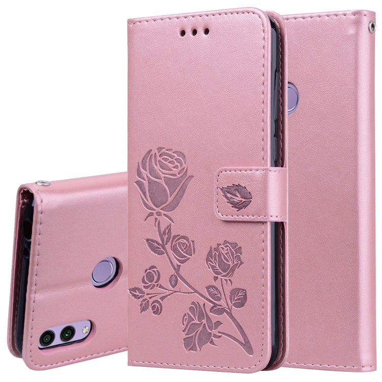 Rose Embossed Horizontal Flip PU Leather Case for Huawei Honor 8C, with Holder & Card Slots & Wallet