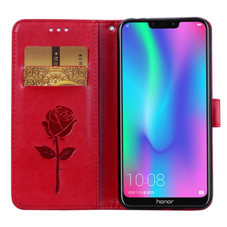 Rose Embossed Horizontal Flip PU Leather Case for Huawei Honor 8C, with Holder & Card Slots & Wallet