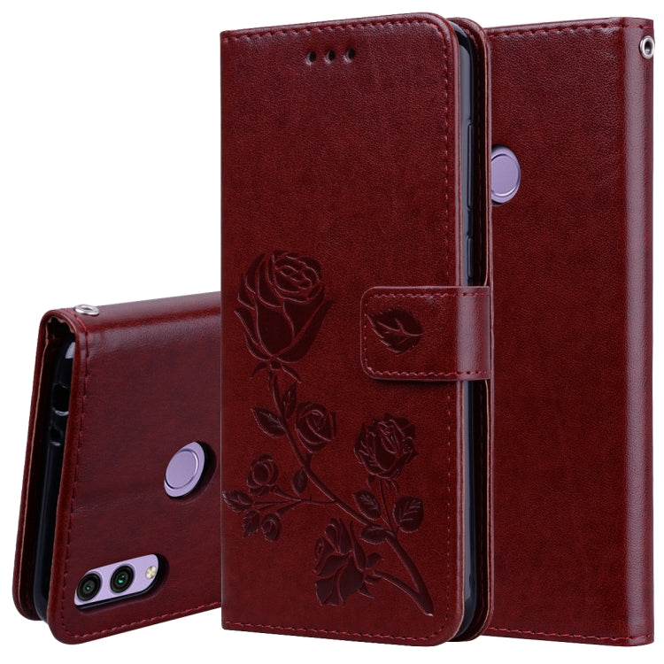 Rose Embossed Horizontal Flip PU Leather Case for Huawei Honor 8C, with Holder & Card Slots & Wallet