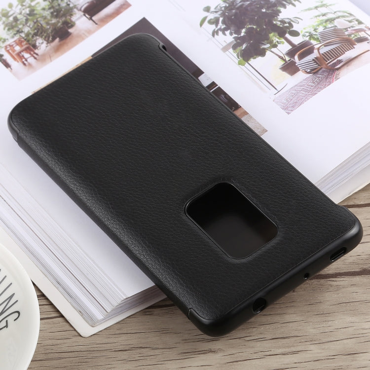 Litchi Texture Smart Horizontal Flip Leather Case for Huawei Mate 20, With Call Display ID (Black)