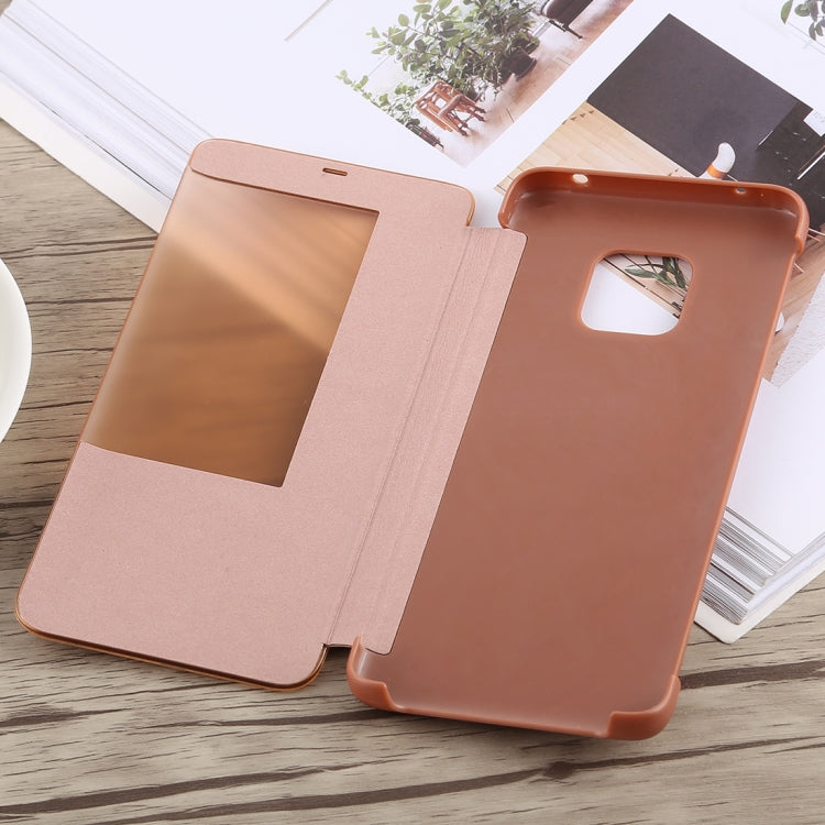 Litchi Texture Smart Horizontal Flip Leather Case for Huawei Mate 20 Pro, With Call Display ID (Rose Gold)