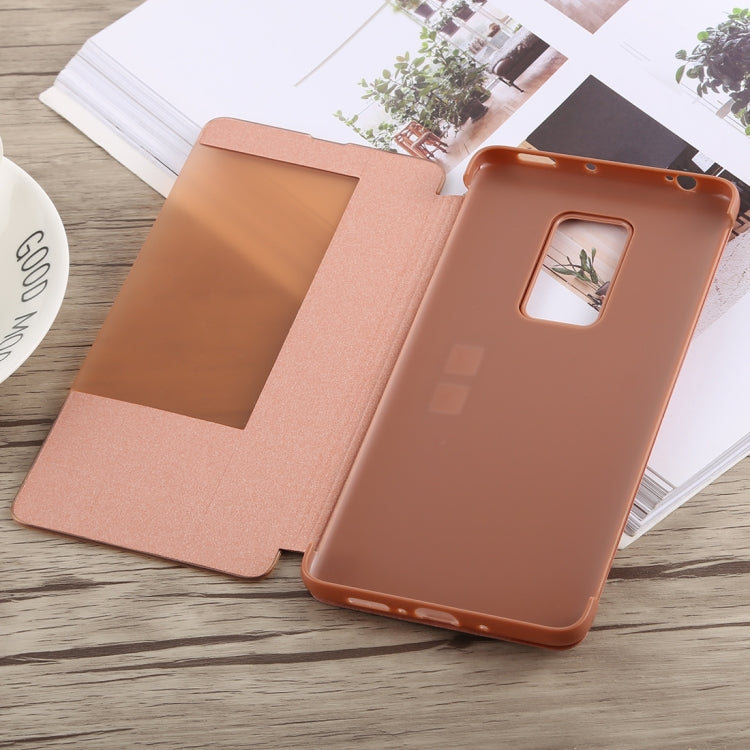 Litchi Texture Smart Horizontal Flip Leather Case for Huawei Mate 20 X, With Call Display ID (Rose Gold)