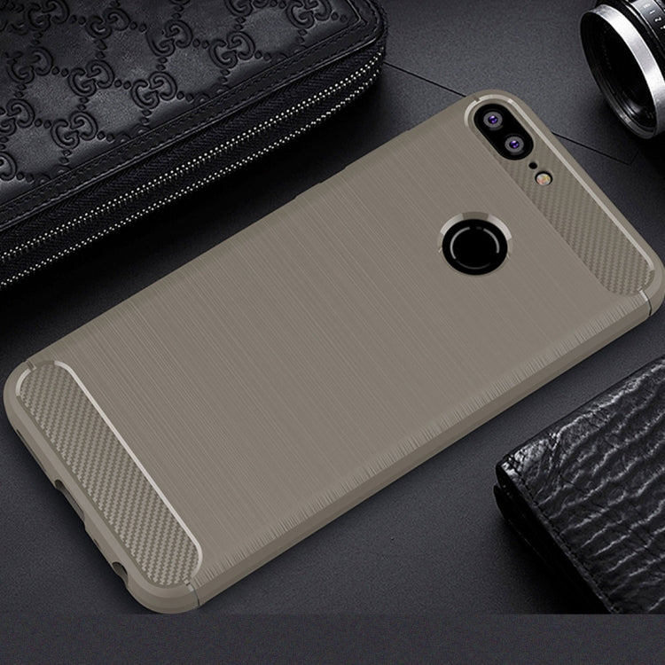 For Huawei Honor 9 Lite Brushed Texture Carbon Fiber Shockproof TPU Protective Back Case