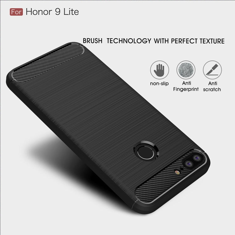 For Huawei Honor 9 Lite Brushed Texture Carbon Fiber Shockproof TPU Protective Back Case
