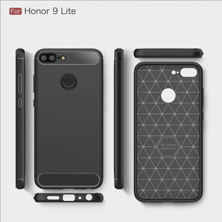 For Huawei Honor 9 Lite Brushed Texture Carbon Fiber Shockproof TPU Protective Back Case