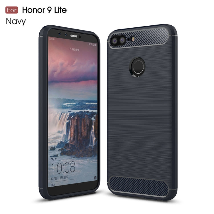 For Huawei Honor 9 Lite Brushed Texture Carbon Fiber Shockproof TPU Protective Back Case