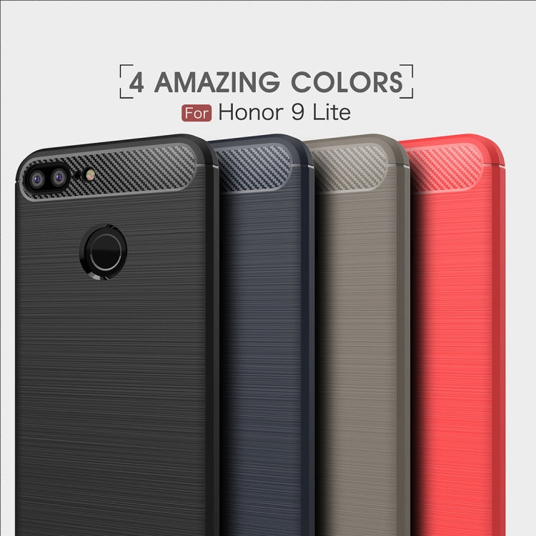 For Huawei Honor 9 Lite Brushed Texture Carbon Fiber Shockproof TPU Protective Back Case