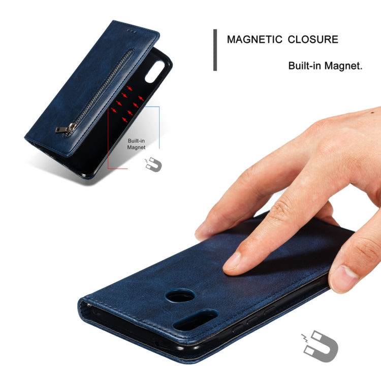 Calf Texture Zipper Magnetic Horizontal Flip Leather Case for Huawei Y9 (2019) / Enjoy 9 Plus, with Wallet & Holder & Card Slots