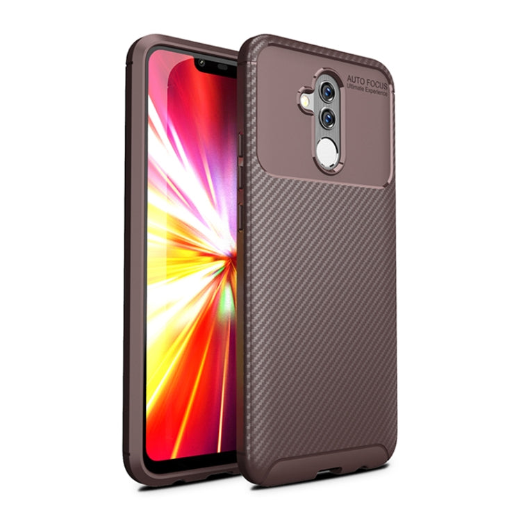 Beetle Shape Carbon Fiber Texture Shockproof TPU Case for Huawei Mate 20 Lite(Brown)
