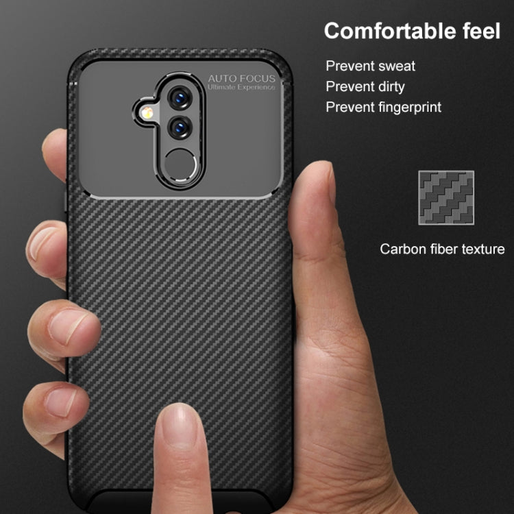 Beetle Shape Carbon Fiber Texture Shockproof TPU Case for Huawei Mate 20 Lite(Brown)