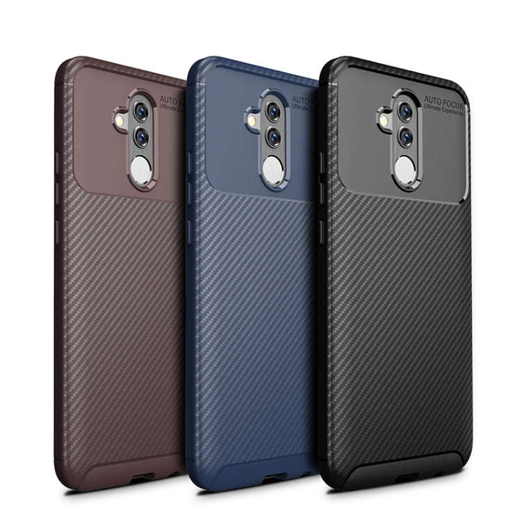 Beetle Shape Carbon Fiber Texture Shockproof TPU Case for Huawei Mate 20 Lite(Brown)