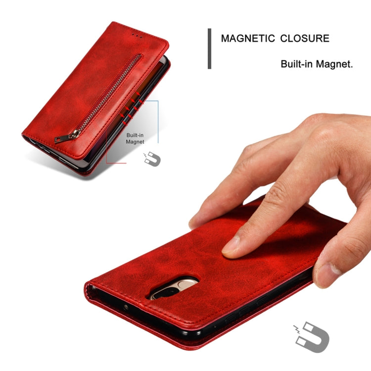 Calf Texture Zipper Magnetic Horizontal Flip Leather Case for Huawei Mate 10 Lite / Maimang 6, with Wallet & Holder & Card Slots