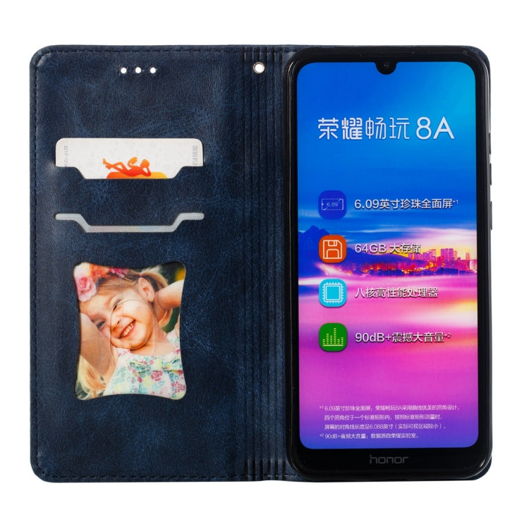 Calf Texture Zipper Magnetic Horizontal Flip Leather Case for Huawei Honor 8A, with Wallet & Holder & Card Slots