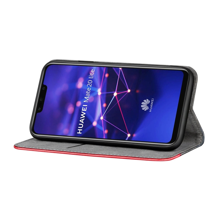 Business Solid Color Stitching Horizontal Flip Leather Case for Huawei Mate 20 Lite, with Holder & Card Slots & Wallet & Lanyard