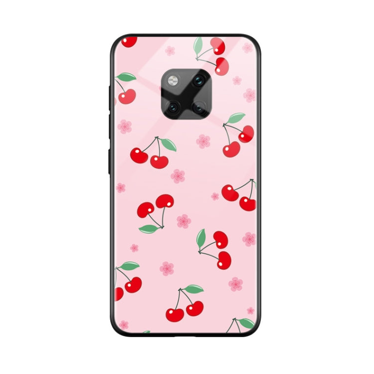 Cherry Pattern TPU Colorful Painted Glass Case for Huawei Mate 20 Pro