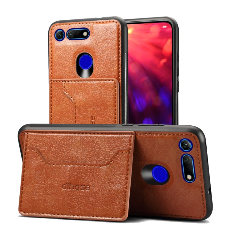 Dibase TPU + PC + PU Crazy Horse Texture Protective Case for Huawei Honor View 20, with Holder & Card Slots