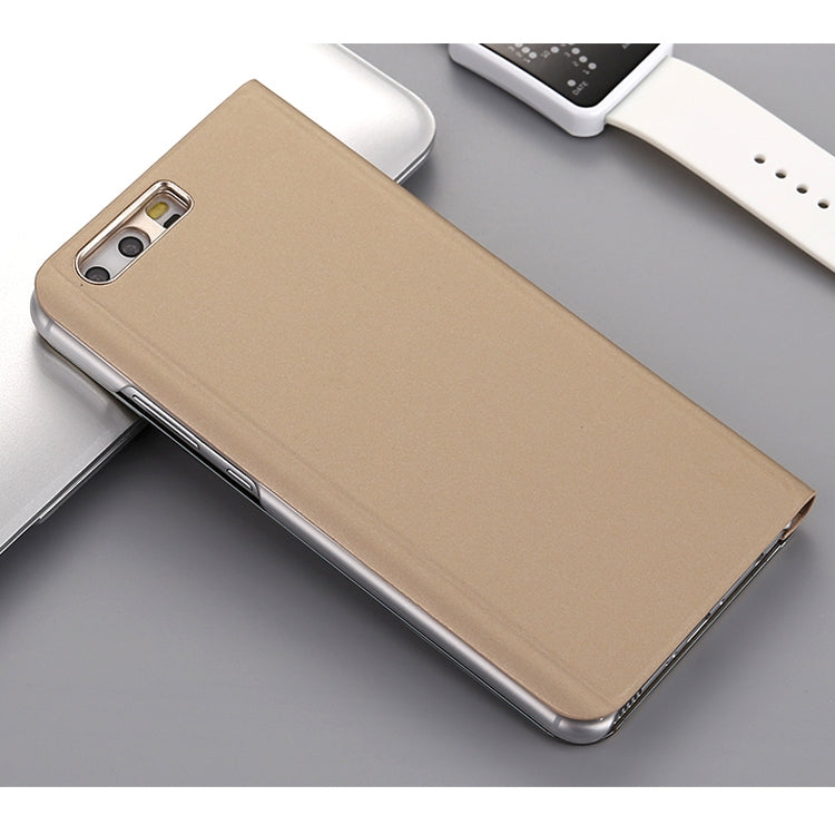 For Huawei P10 Plus Electroplating PC + PU Horizontal Flip Protective Case with Holder & Sleep / Wake-up Function