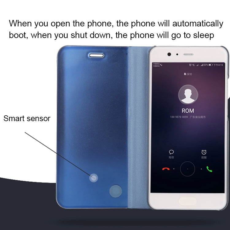 For Huawei P10 Plus Electroplating PC + PU Horizontal Flip Protective Case with Holder & Sleep / Wake-up Function