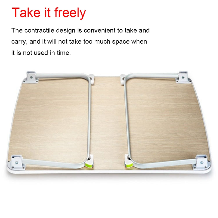 HL36 Leather Surface Portable Folding Small Table Desk Holder Stand for Laptop / Notebook, Support 18 inch and Below Laptops, Max Load Weight: 30kg, Desk Surface Size: 70x36x32.5cm(Khaki Grey)