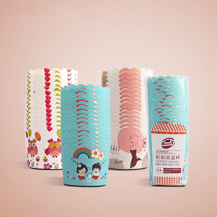 2880 PCS Round Lamination Cake Cup Muffin Cases Chocolate Cupcake Liner Baking Cup, Size: 7 x 6 x 5.5cm, Random Color Delivery