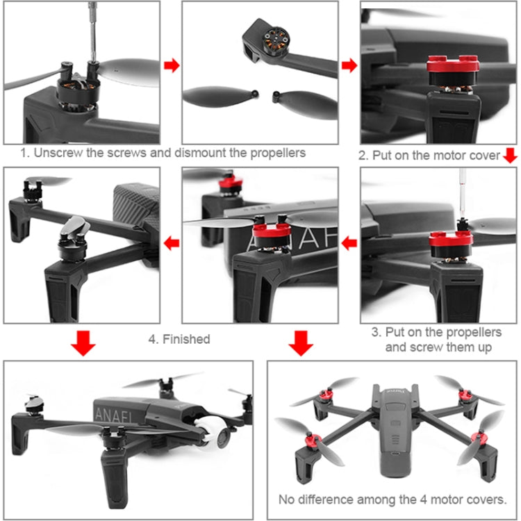 4 PCS Aluminum Alloy Motor Guard Protective Covers Cap for Parrot Anafi Drone