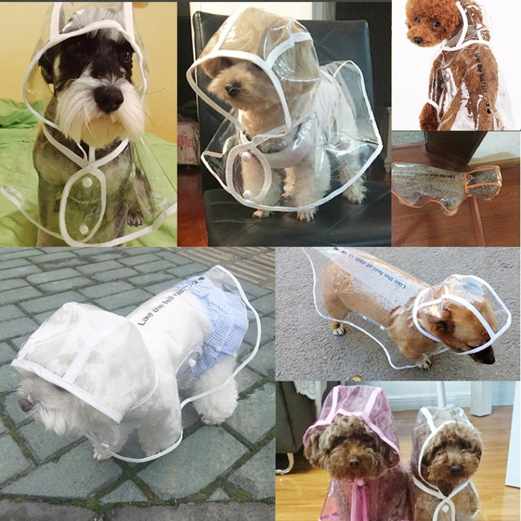 Waterproof Transparent Pet Raincoat Rain Wear Poncho Cloth, XS, Harness Chest Size: 22cm, Back Length: 18cm, Pet Weight: 1.5kg Below